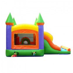 xco dorg back 1 1 1654044602 Orange Bounce House and Double Lane Slide Combo