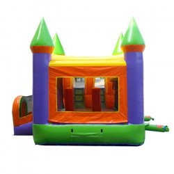 xco dorg side 2 1654044602 Orange Bounce House and Double Lane Slide Combo